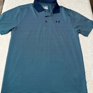 Under Armour Blue Striped Polo Shirt M